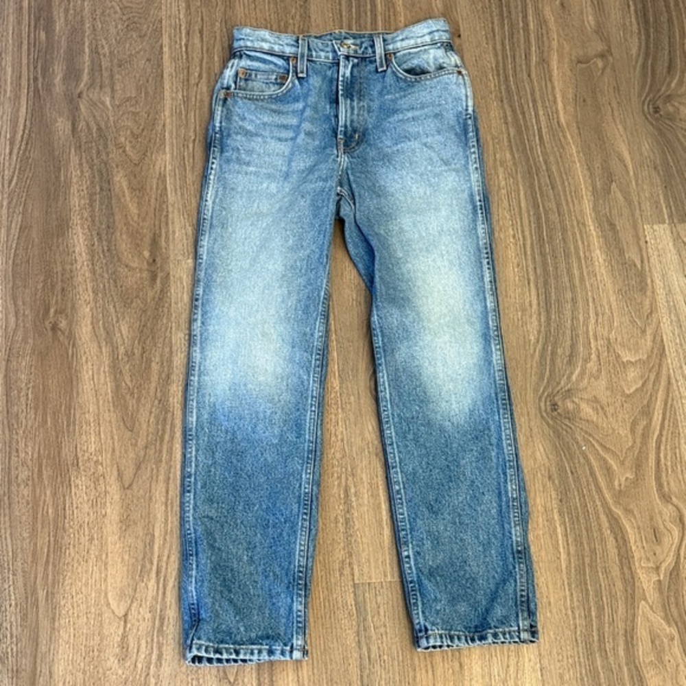 B Sides Los Angeles straight Classic Blue Denim Jeans $445 MSRP